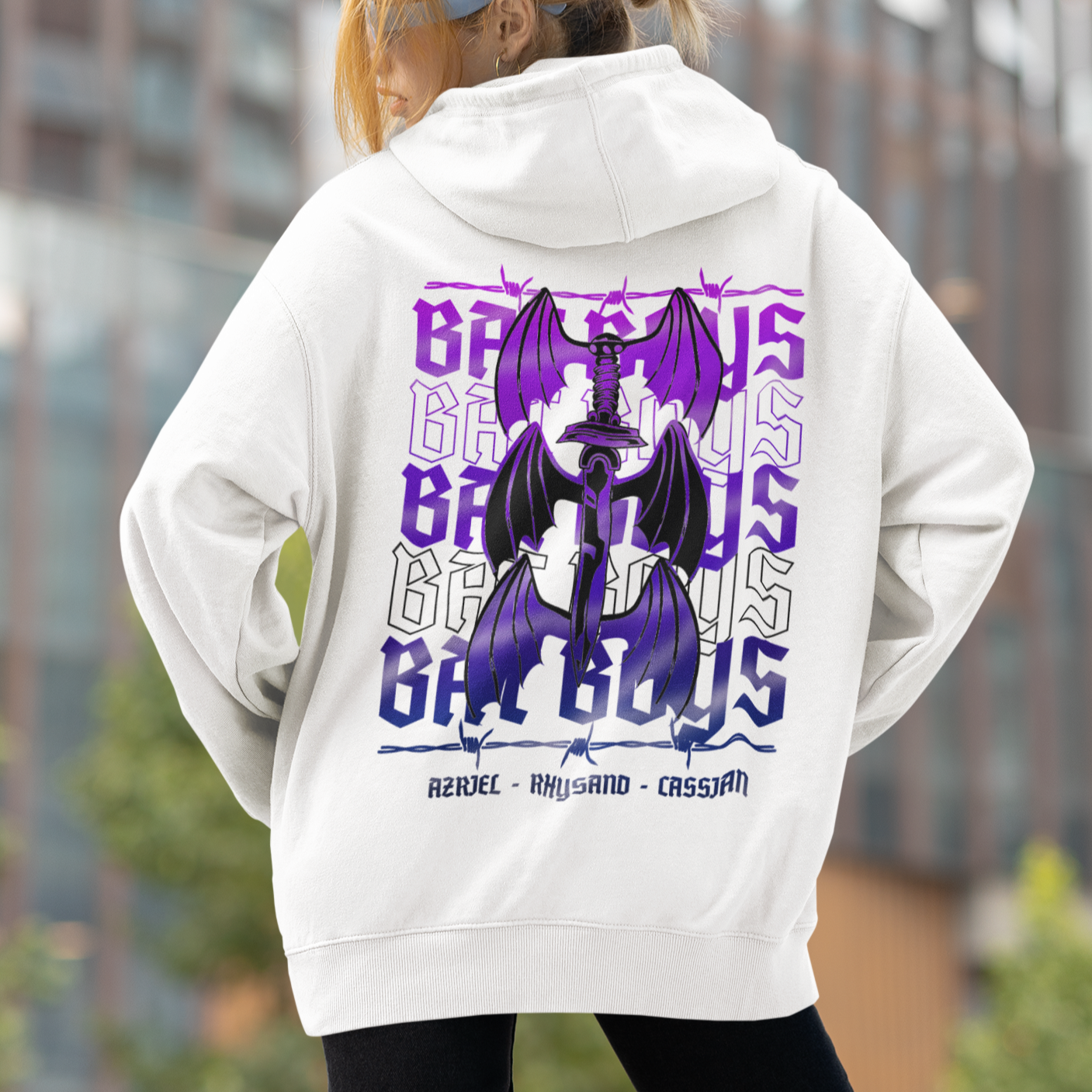 bat boys white acotar hoodie