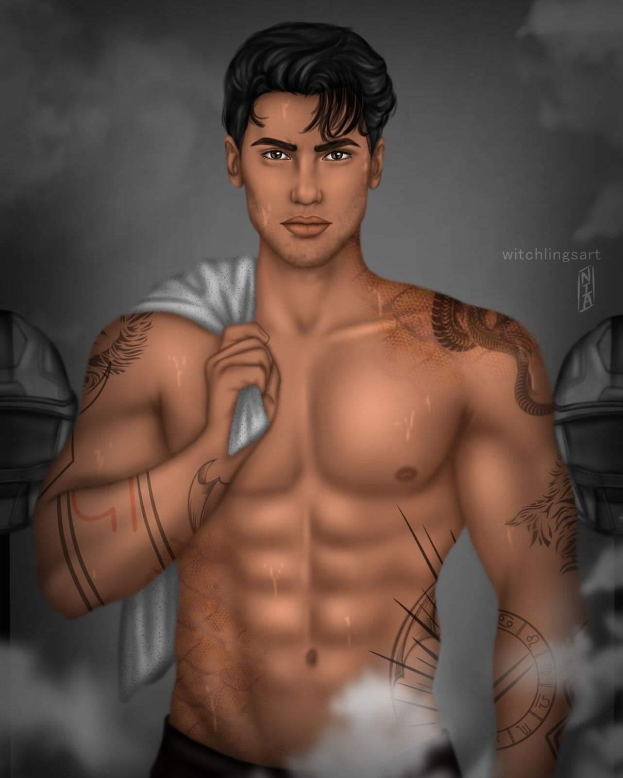 Locker Room Boys - Zodiac Academy - Orion, Darius, Seth, Caleb, Max Character Art -Caroline Peckham and Susanne Valenti Official Zodiac Academy Merch - Print
