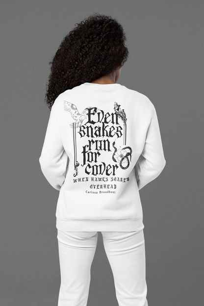 Evan Snakes Run For Cover - Carissa Broadbent - Officially Licensed - Sweatshirt - Serpent and The Wings of Night