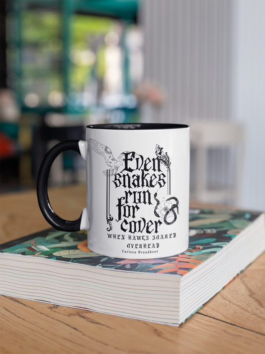 Evan Snakes Run For Cover - Mug - The Serpent and The Wings of Night - Carissa Broadbent - Officially Licenced - Crowns of Nyzaxia - Merchandise