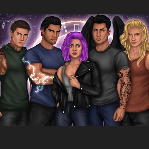 The Ruthless Boys of the Zodiac - Elise, Ryder, Gabriel, Dante and Leon - Caroline Peckham and Susanne Valenti Officially Licensed Merch - Dark Fae - Print