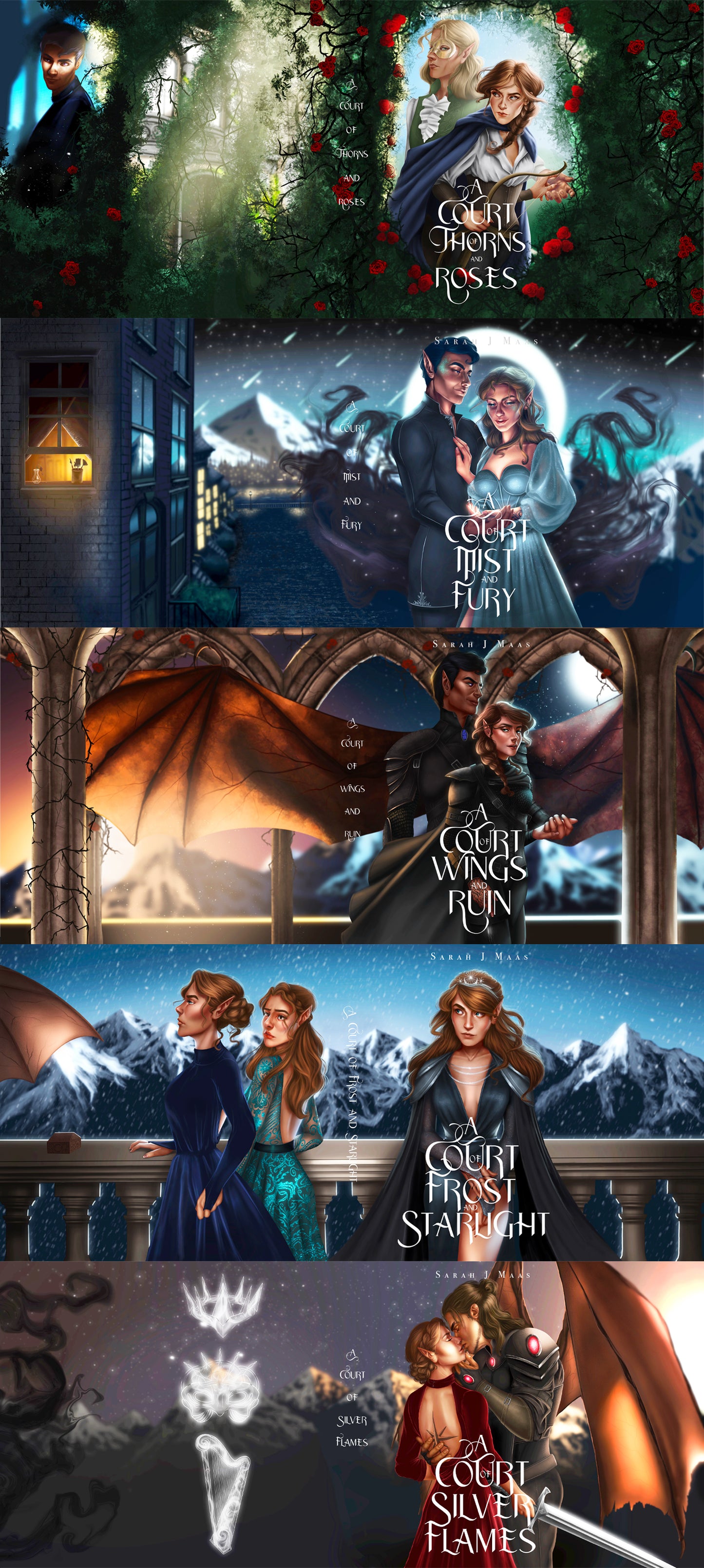 A Court of Thorns and Roses Foiled Dust Jacket Set - Officially Licensed