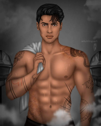 Locker Room Boys - Zodiac Academy - Orion, Darius, Seth, Caleb, Max Character Art -Caroline Peckham and Susanne Valenti Official Zodiac Academy Merch - Print