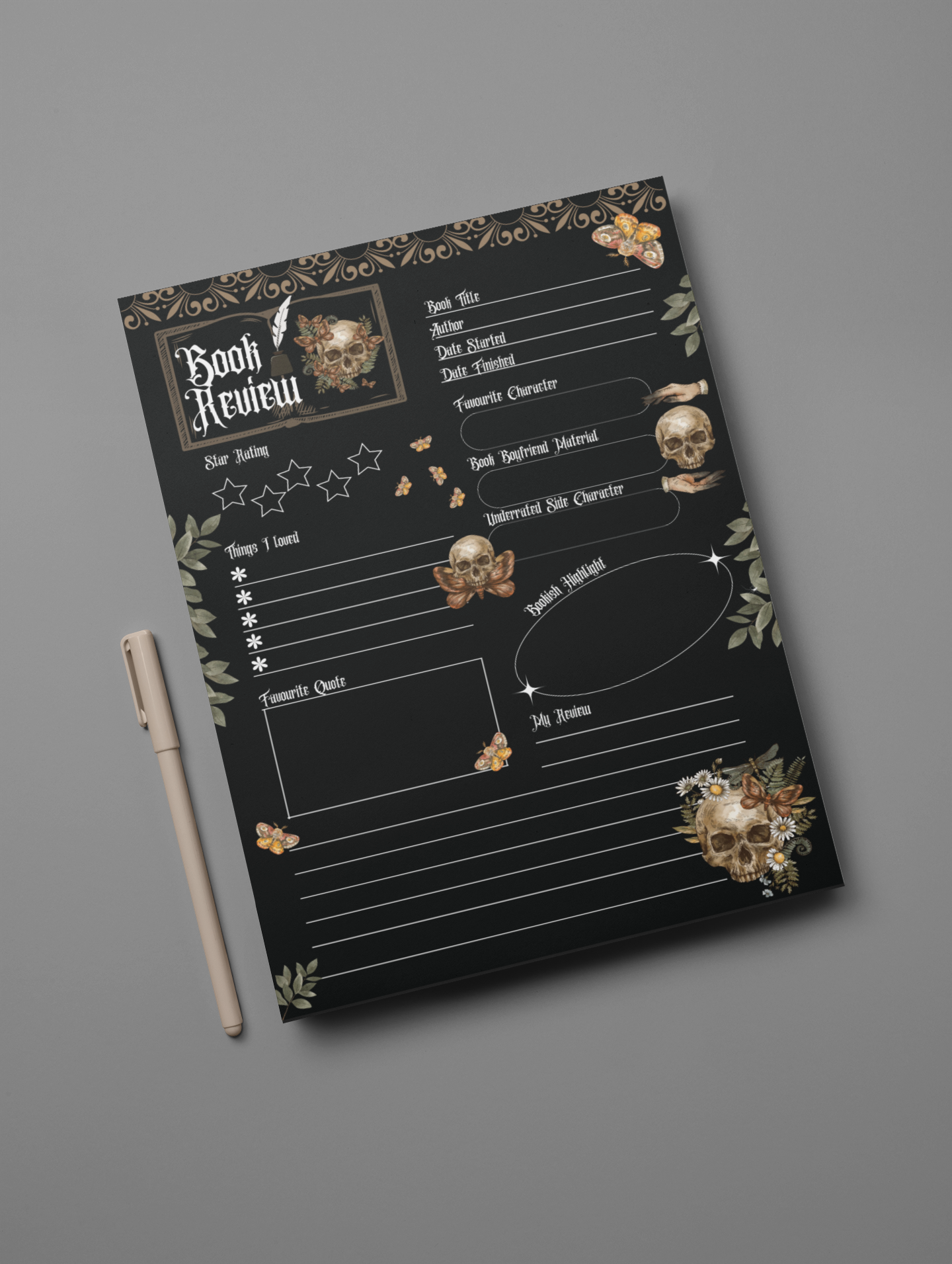 Book Review Notepad - Dark and Moody