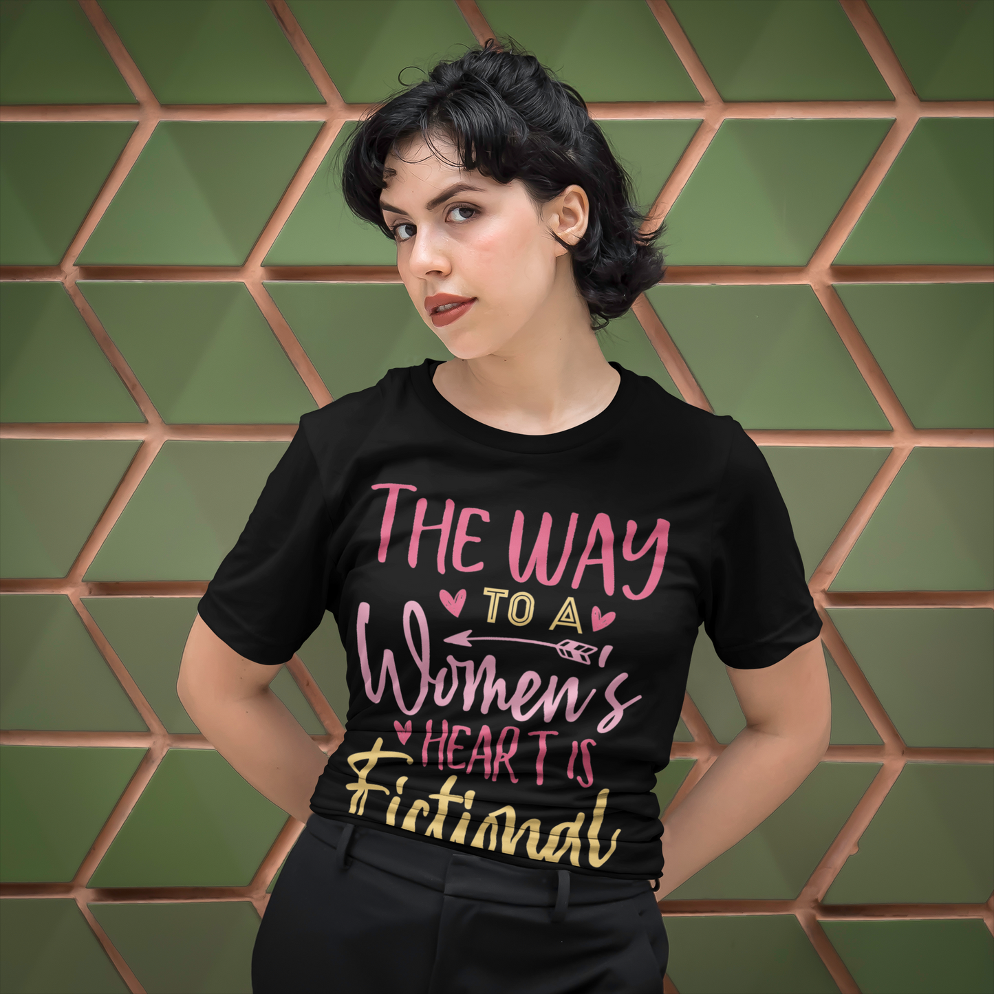The way to a women's heart is fictional - Bookish T-shirt